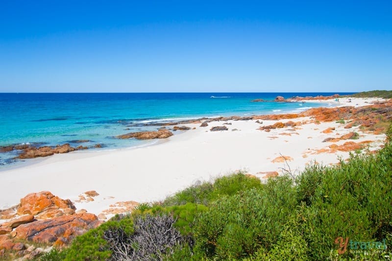 white sand and orange rocks Eagle Bay, 