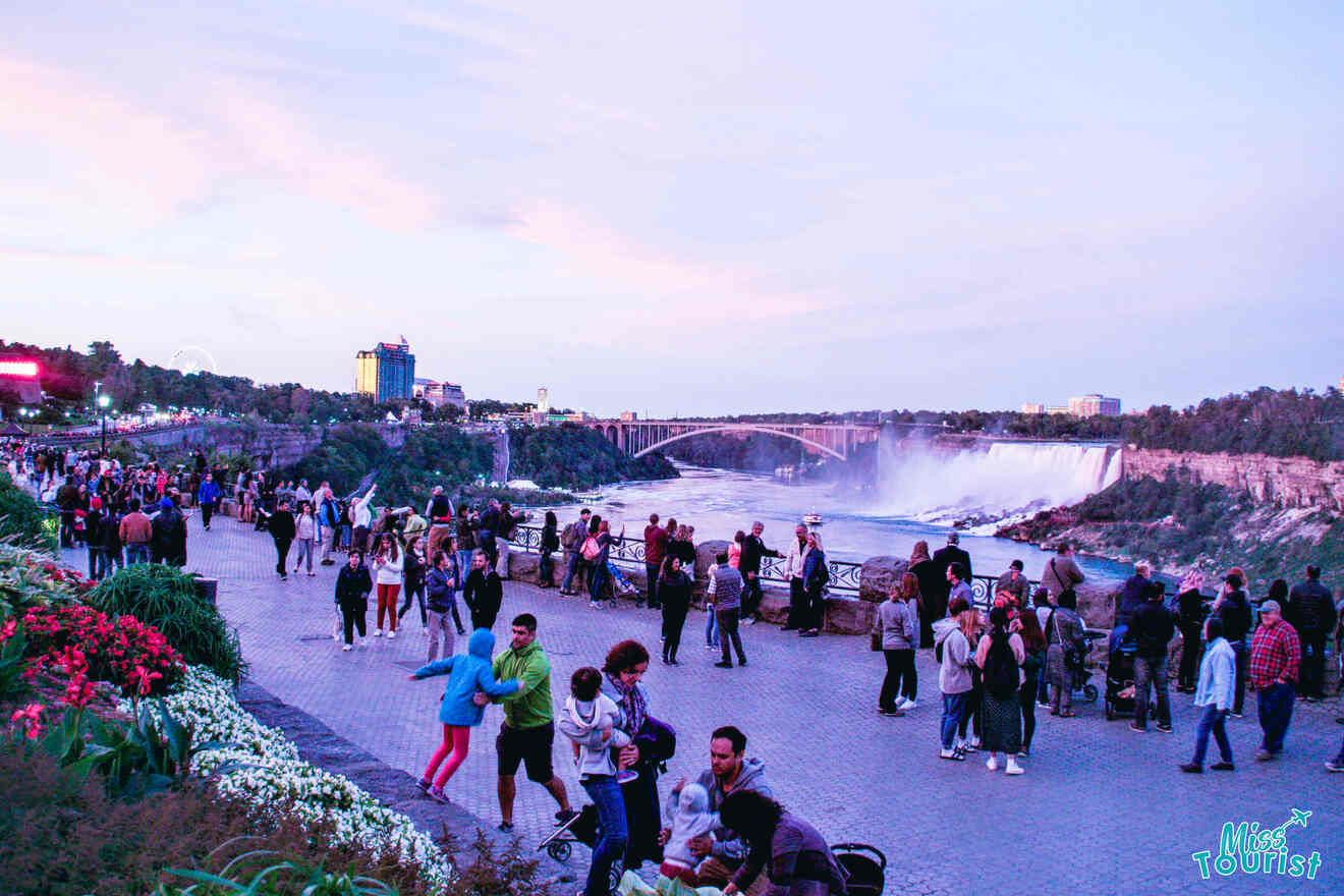 Niagara falls over the sunset