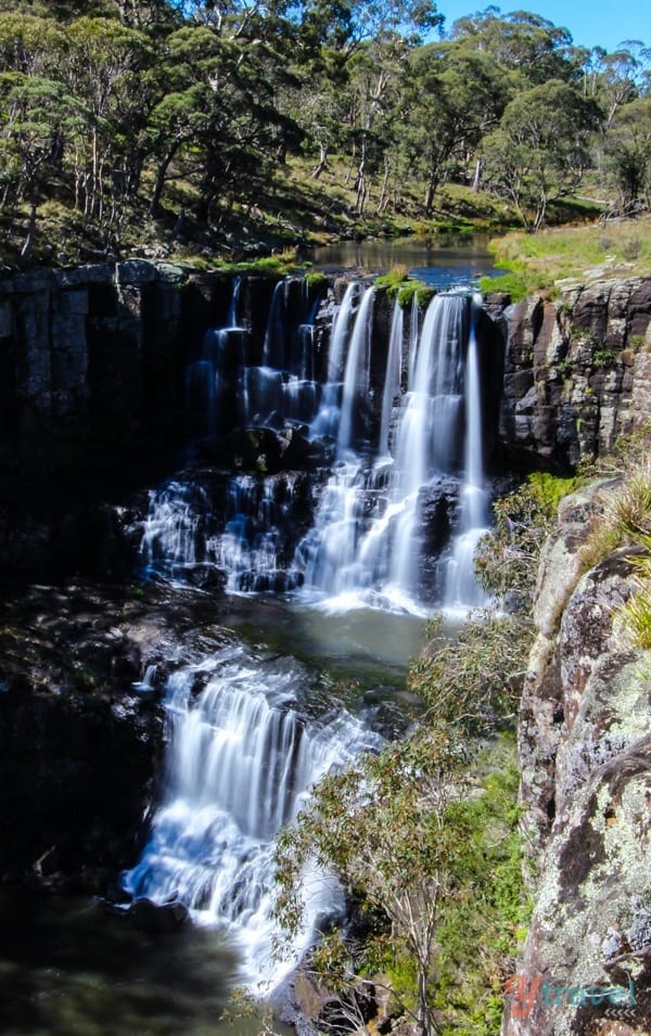 Ebor Falls cascading down mountain levels