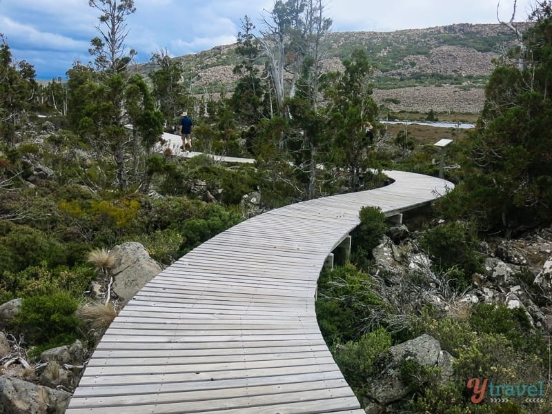 wooden boardwalk around Pine Lake 