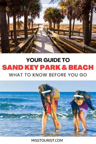 image of little girls on the beach and a wooden path 