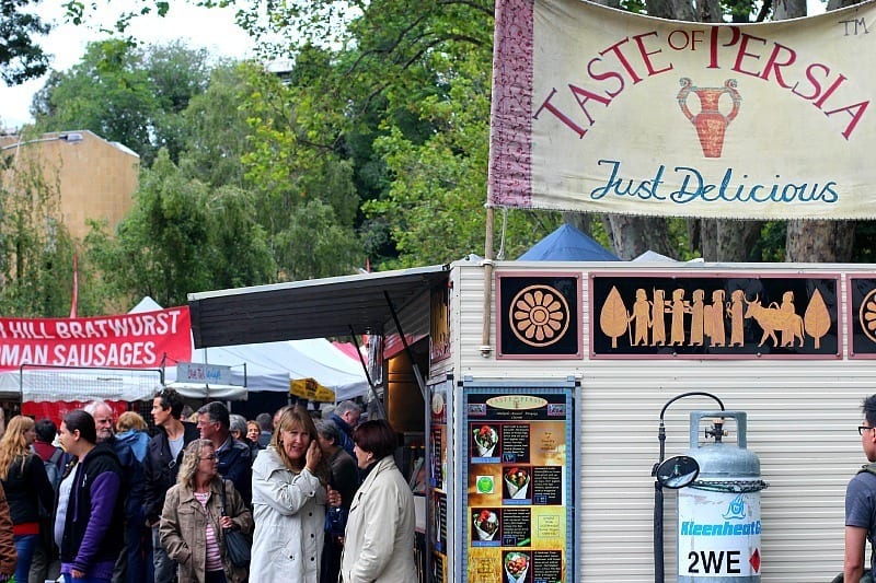 food trucks in a market