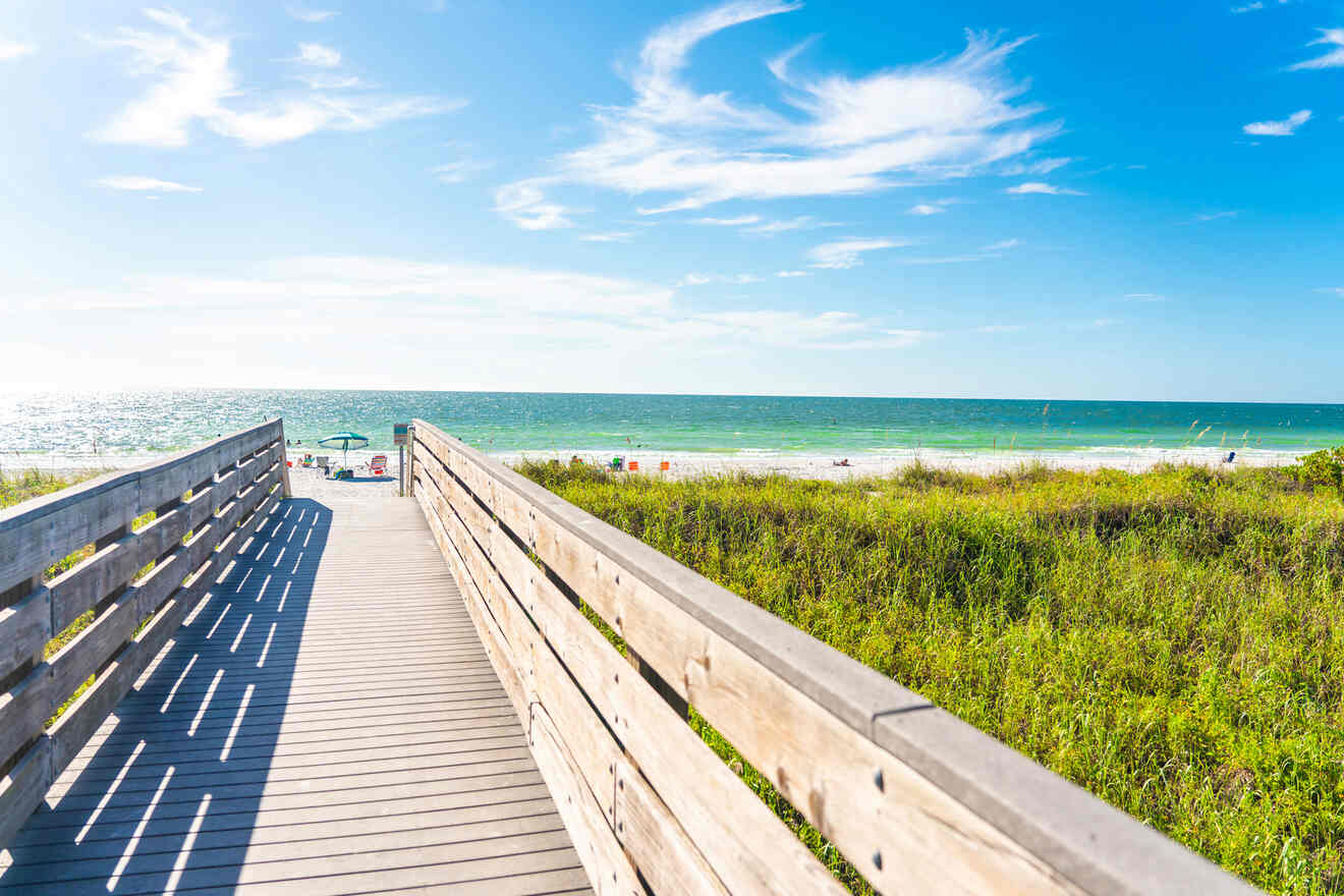 Indian Rocks Beach and wooden footpath