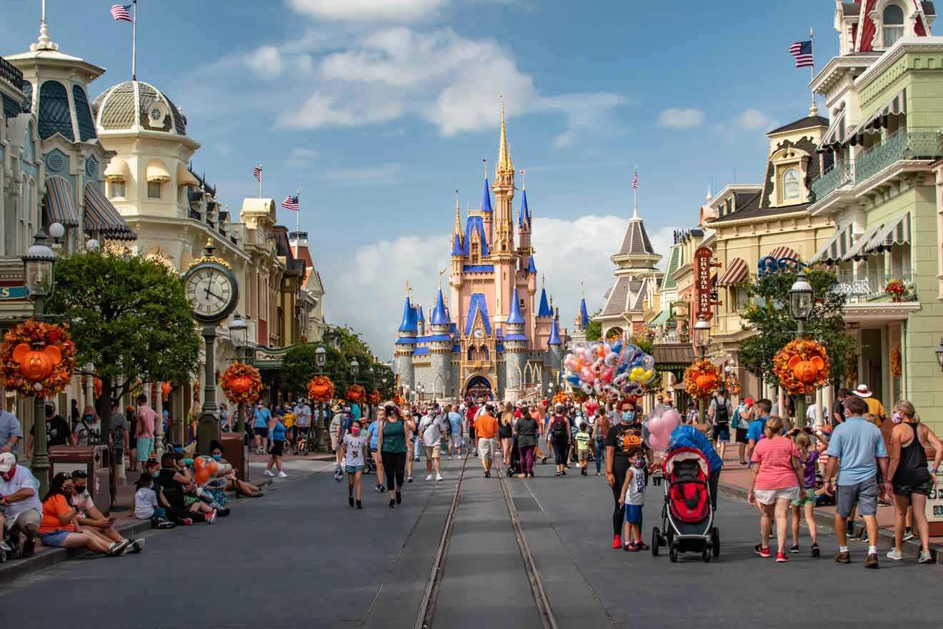 People walking on the road Disney World 