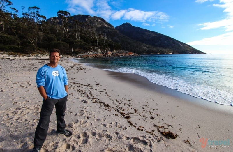 a man standing on a beach