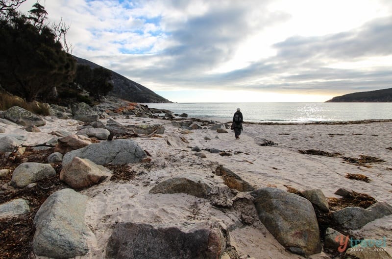 A rocky beach next to the ocean