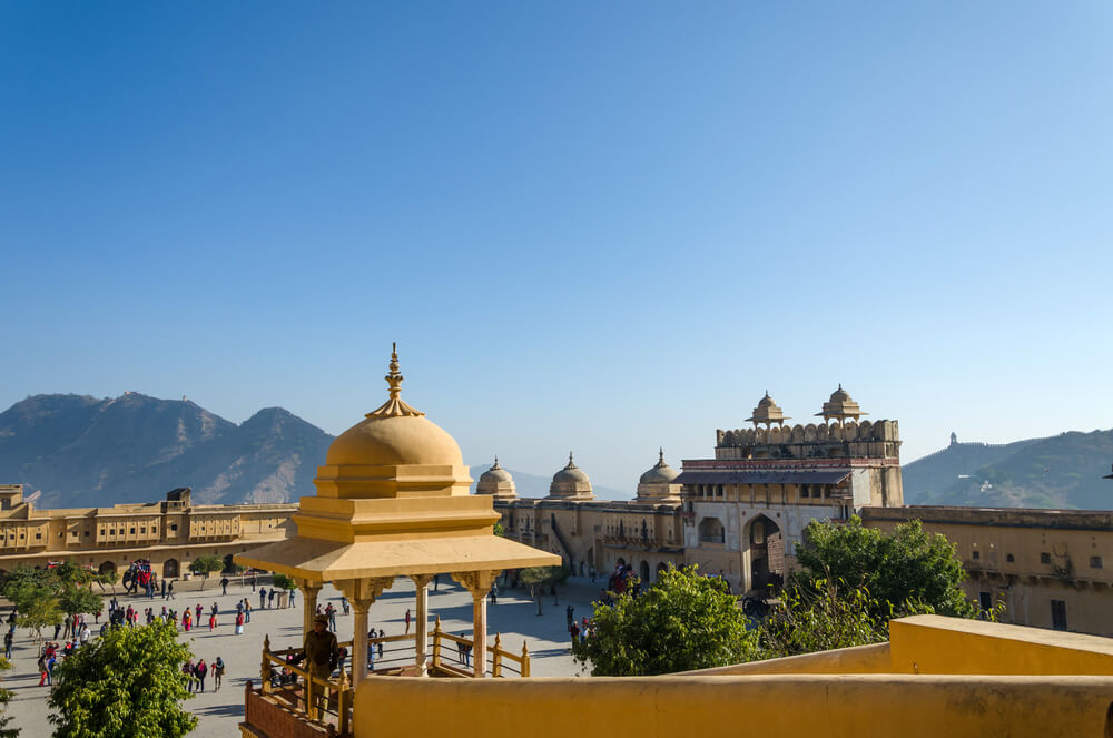 courtyard of palace with views of mountains