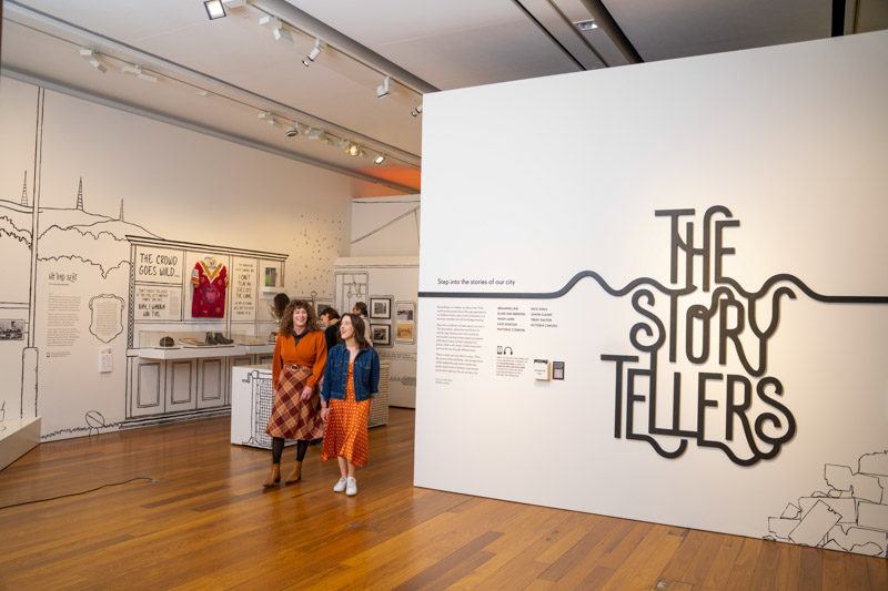 Two ladies walking through the art gallery in the Museum of Brisbane