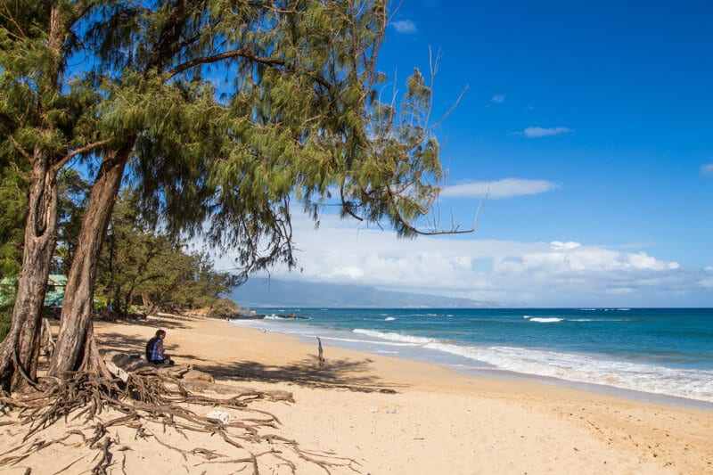 person sitting on Paia Beach