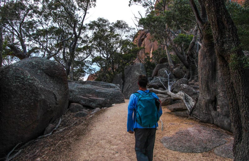 person on the trail Wineglass Bay walk 