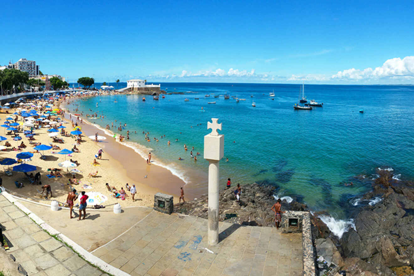 busy beach at Porto da Barra