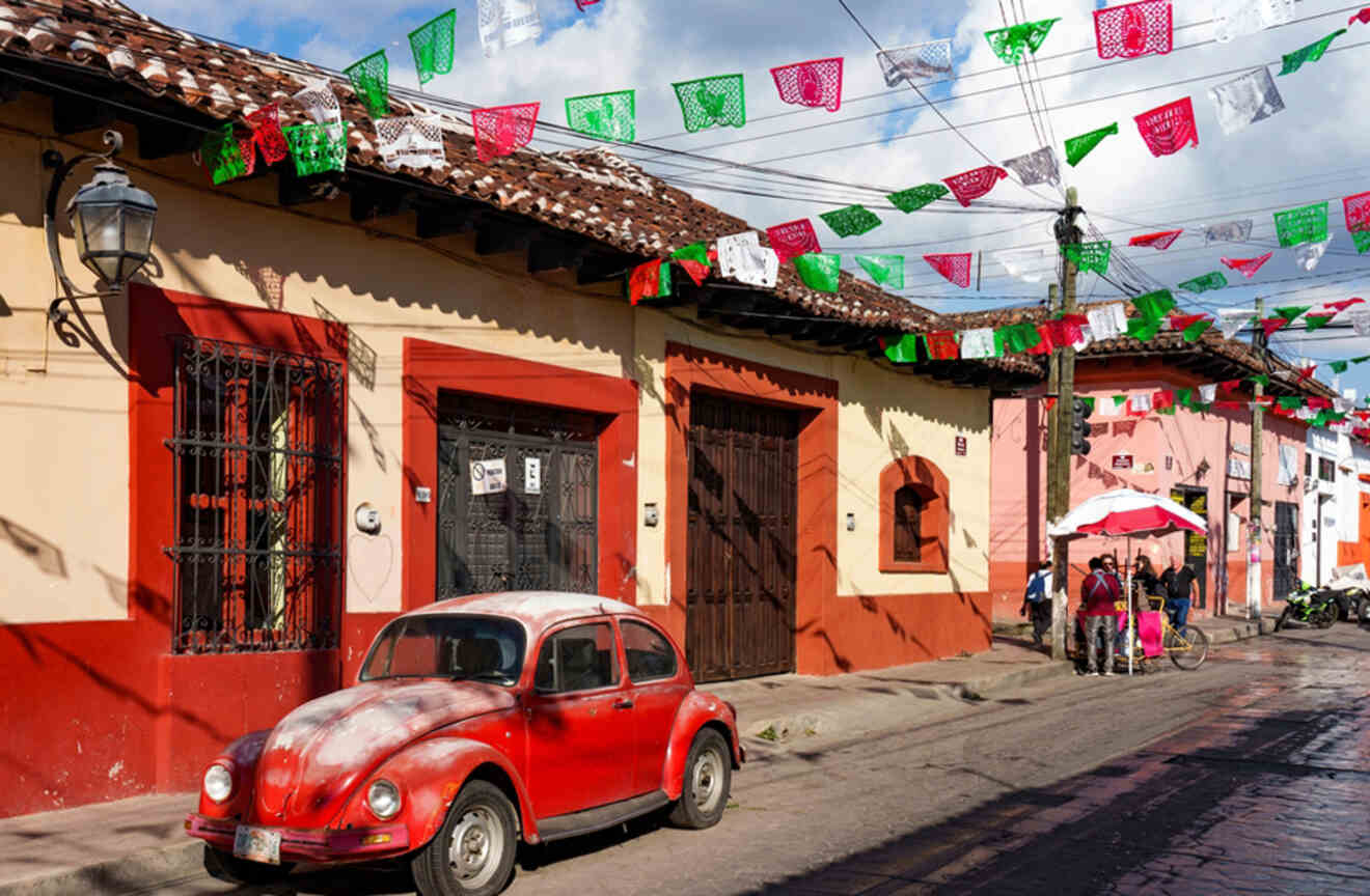 old car on the street in San Cristobal de las Casas