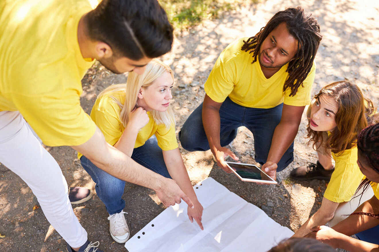 group of friends at a scavenger hunt