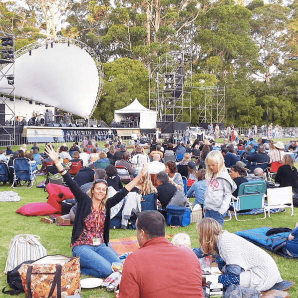 caroline in crowd listening to music at Leeuwin Estate, Margaret River