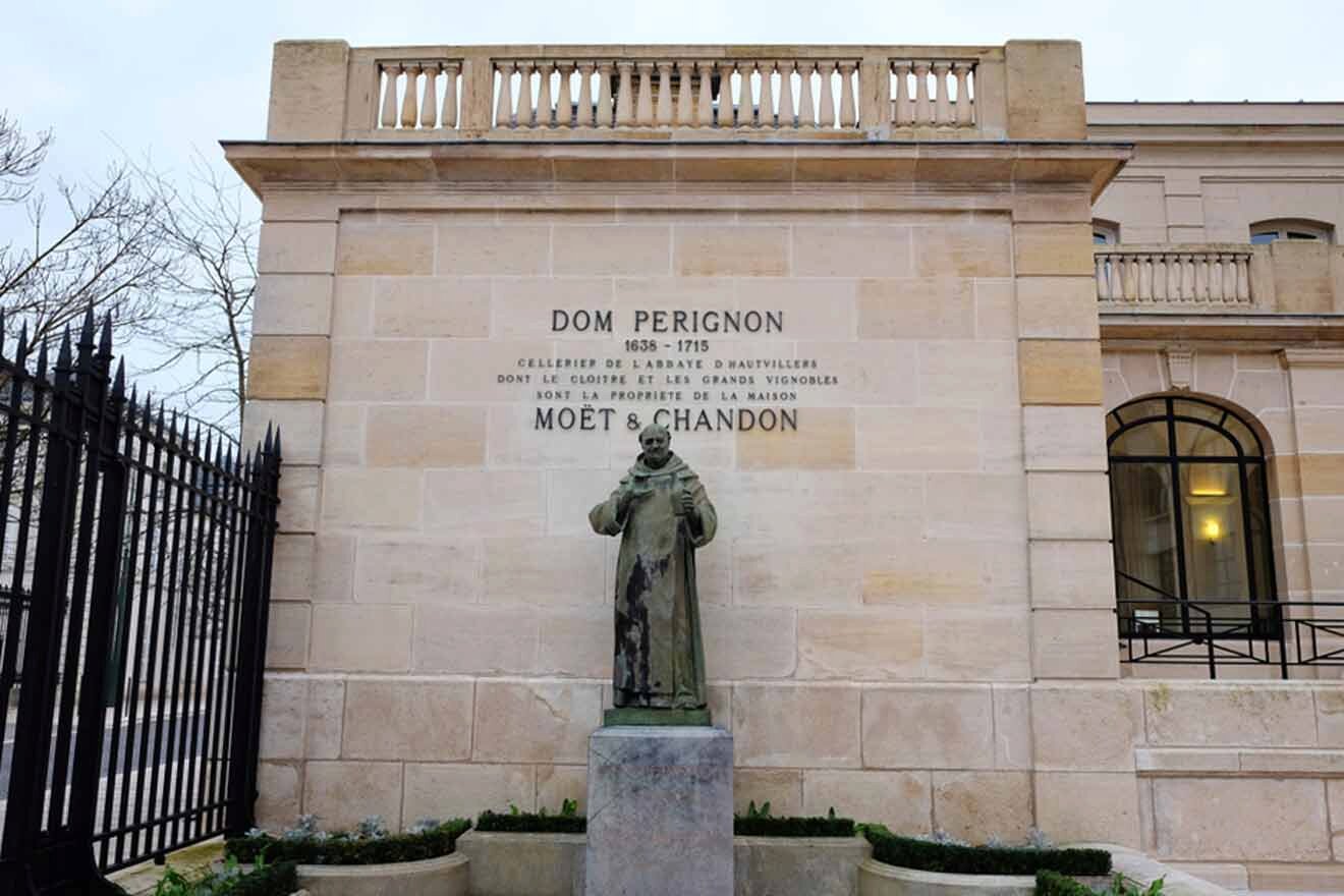 Dom Perignon statue