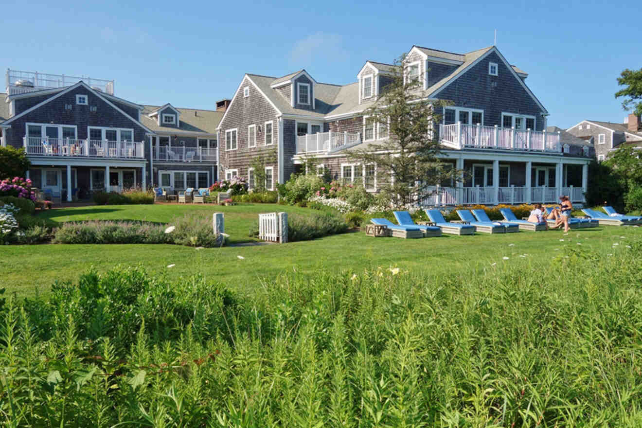 View of a hotel from the garden