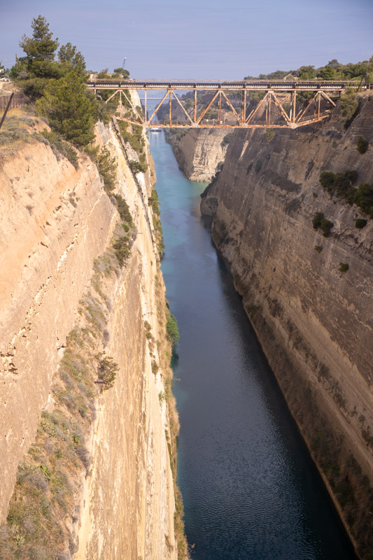 the narrow corinth canal from above