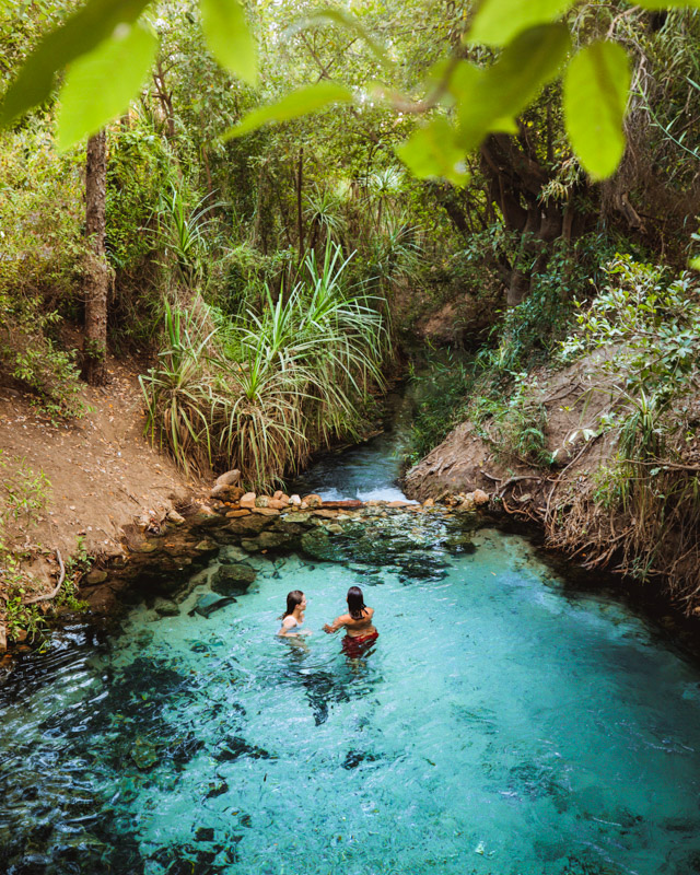 Couple relaxing at Katherine Hot Springs