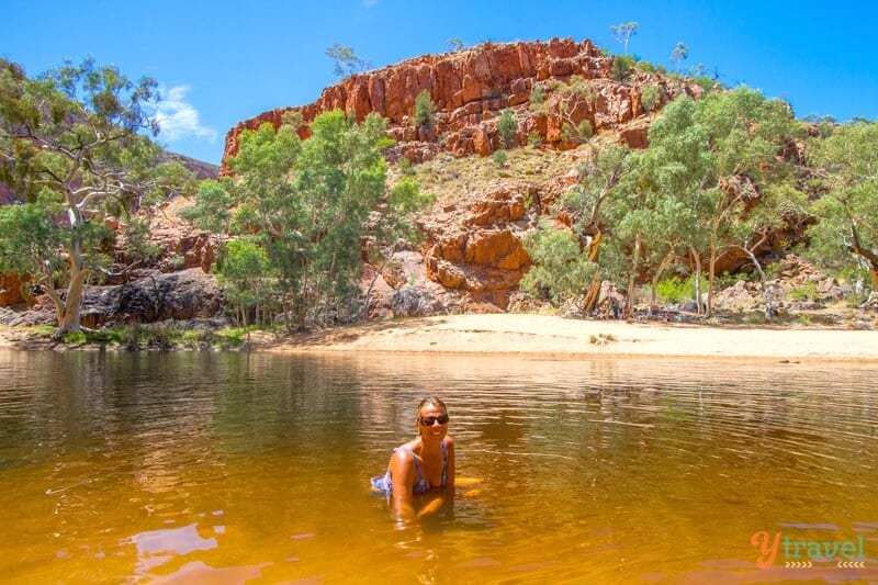 caz swimming in Ormiston Gorge in the Northern Territory of Australia