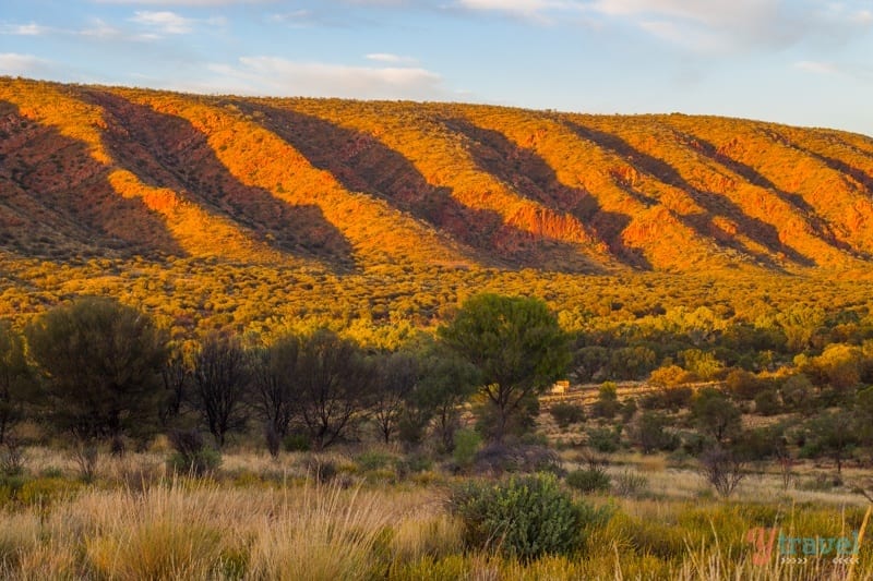 Sunrise glow on the ridges of West MacDonnell Ranges,