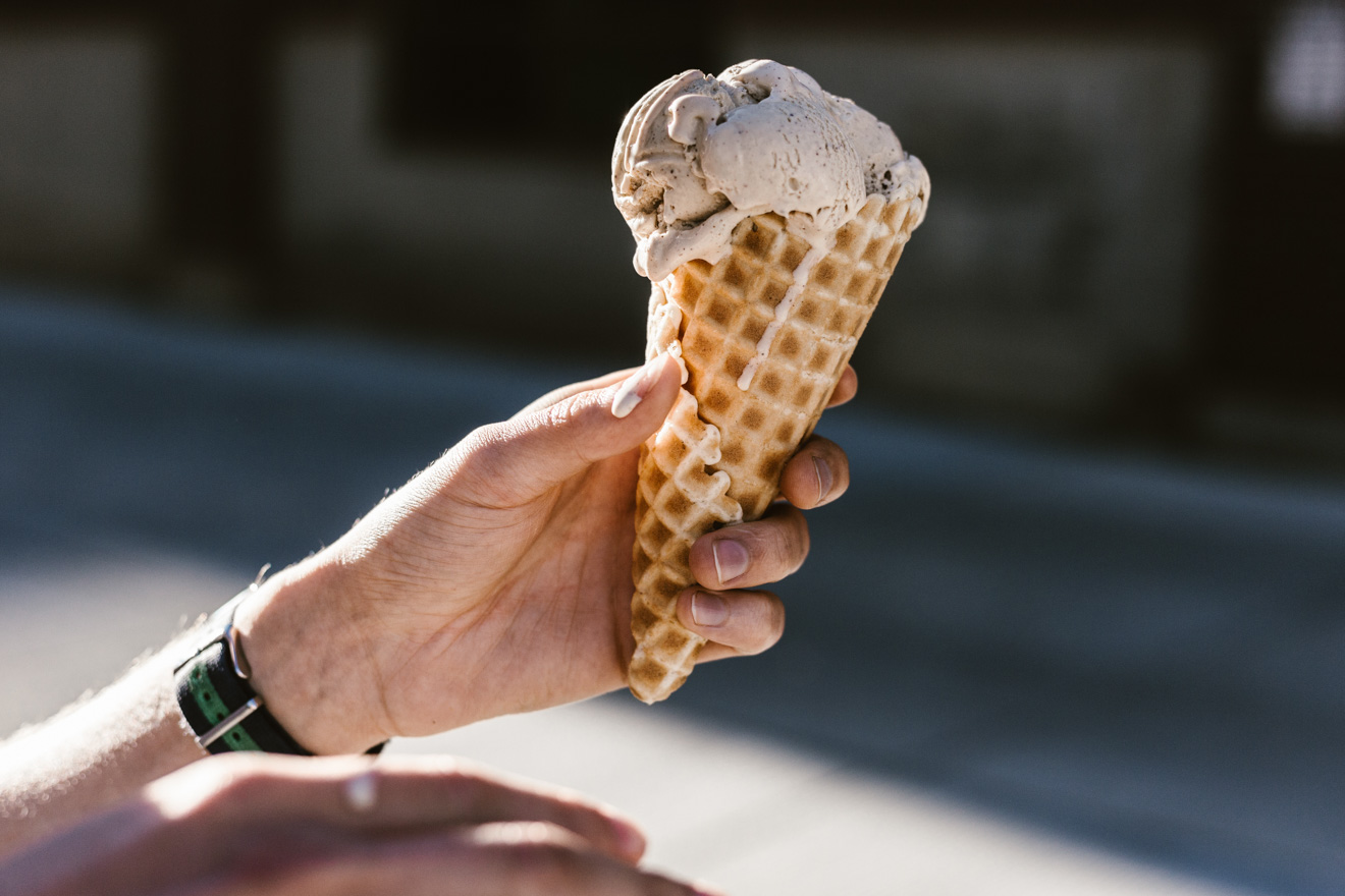 woman holding an ice cream 