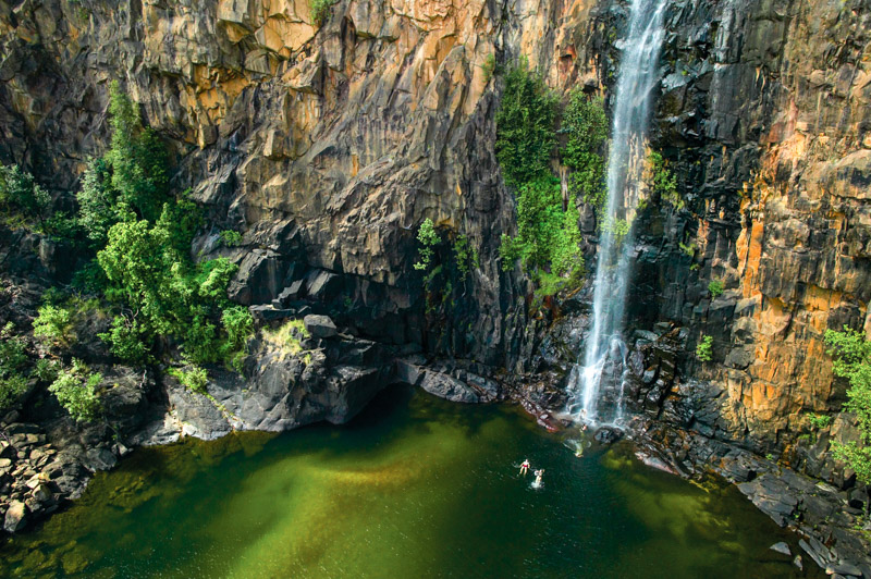 Visitors swimming at Northern Rockhole along the Jatbula Trail.