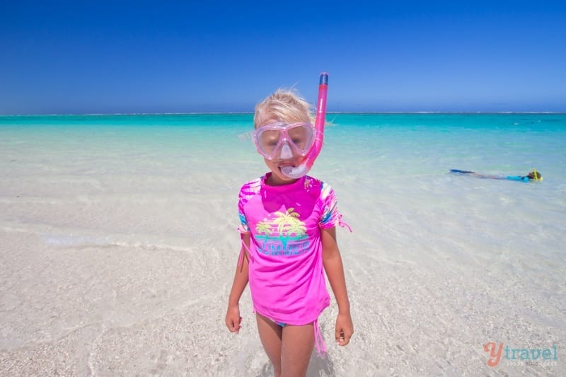 Kalyra wearing Snorkel mask at Turqoise Bay, Western Australia