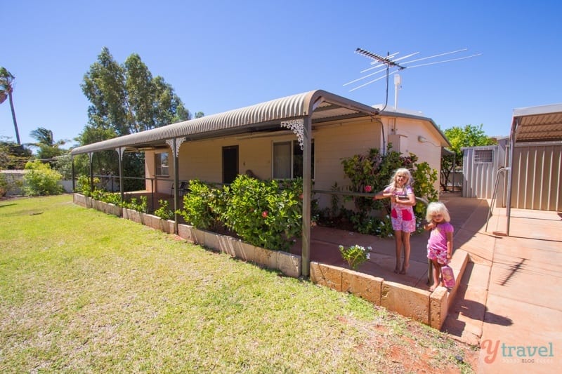 Kalyra and savannah outside holiday cottage in exmouth