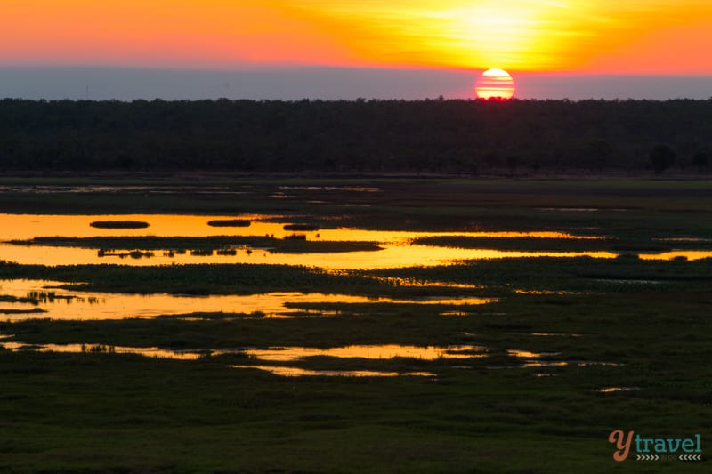 pink and orange Sunset over wetlands in Kakadu National Park i