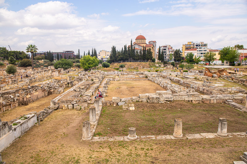 people wandering through remains of Kerameikos Cemetery