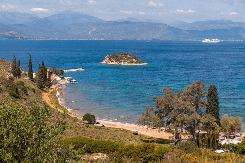 coastline with small island of Kondyli Beach