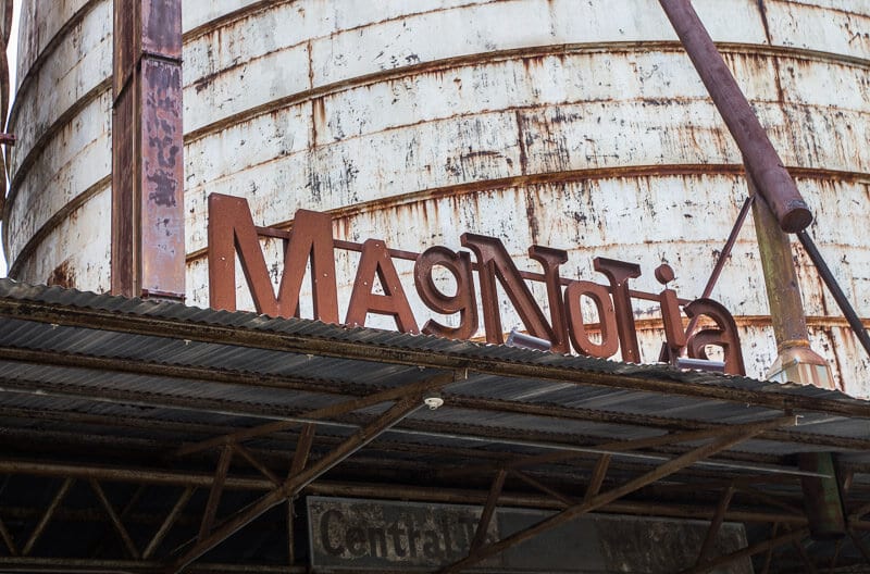 iron Magnolia sign on the silos waco texas