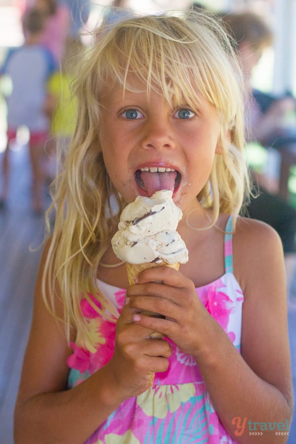 kalyra eating Millers ice cream margaret river