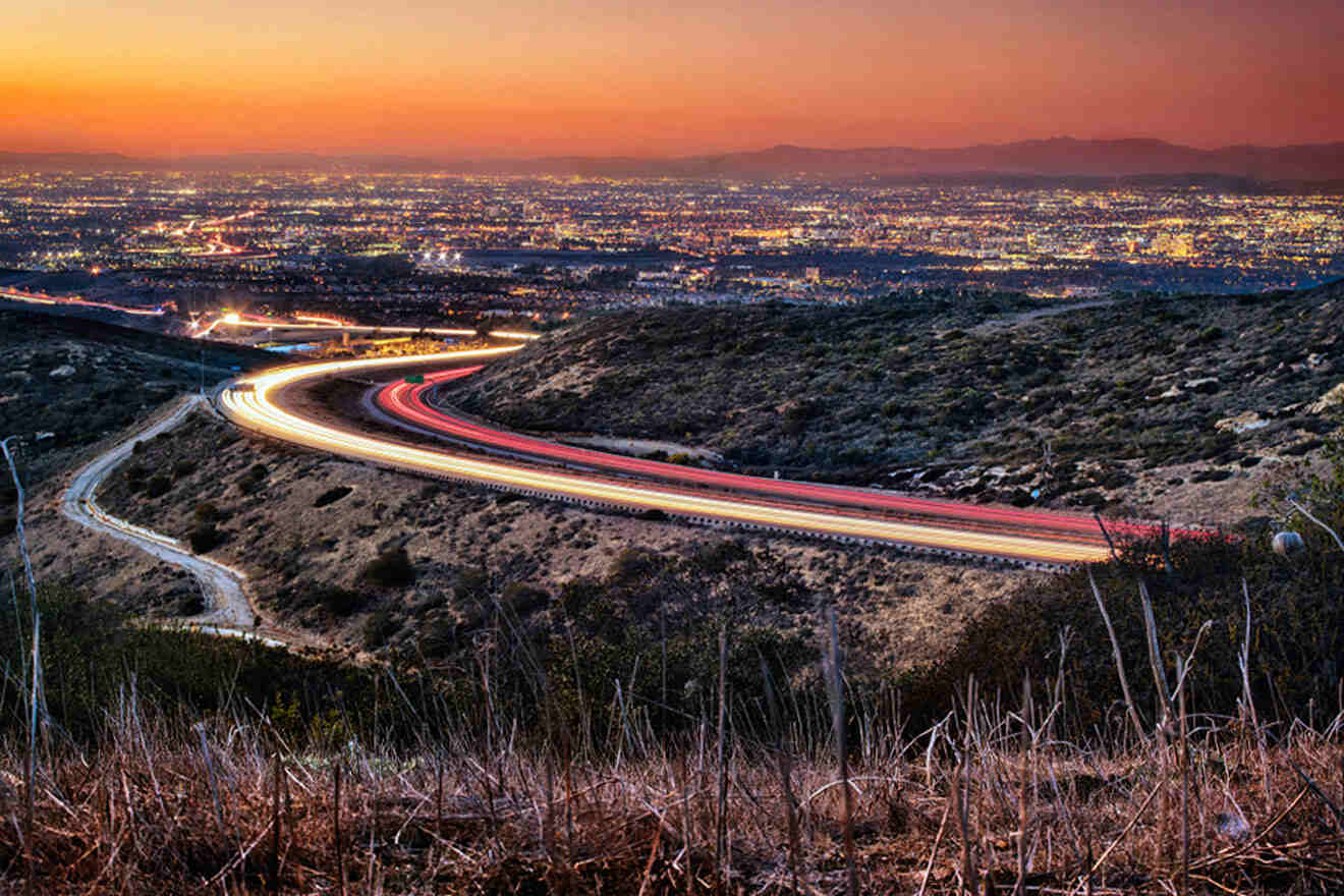 Orange County view over the road at night