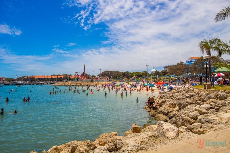 peopel on beach at Hillarys Boat Harbour, Perth, Western Australia