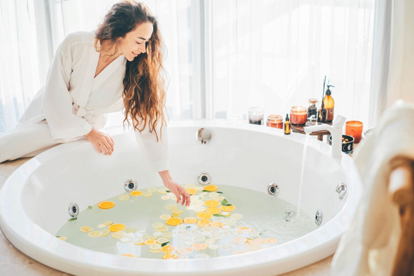 woman getting ready for a bath