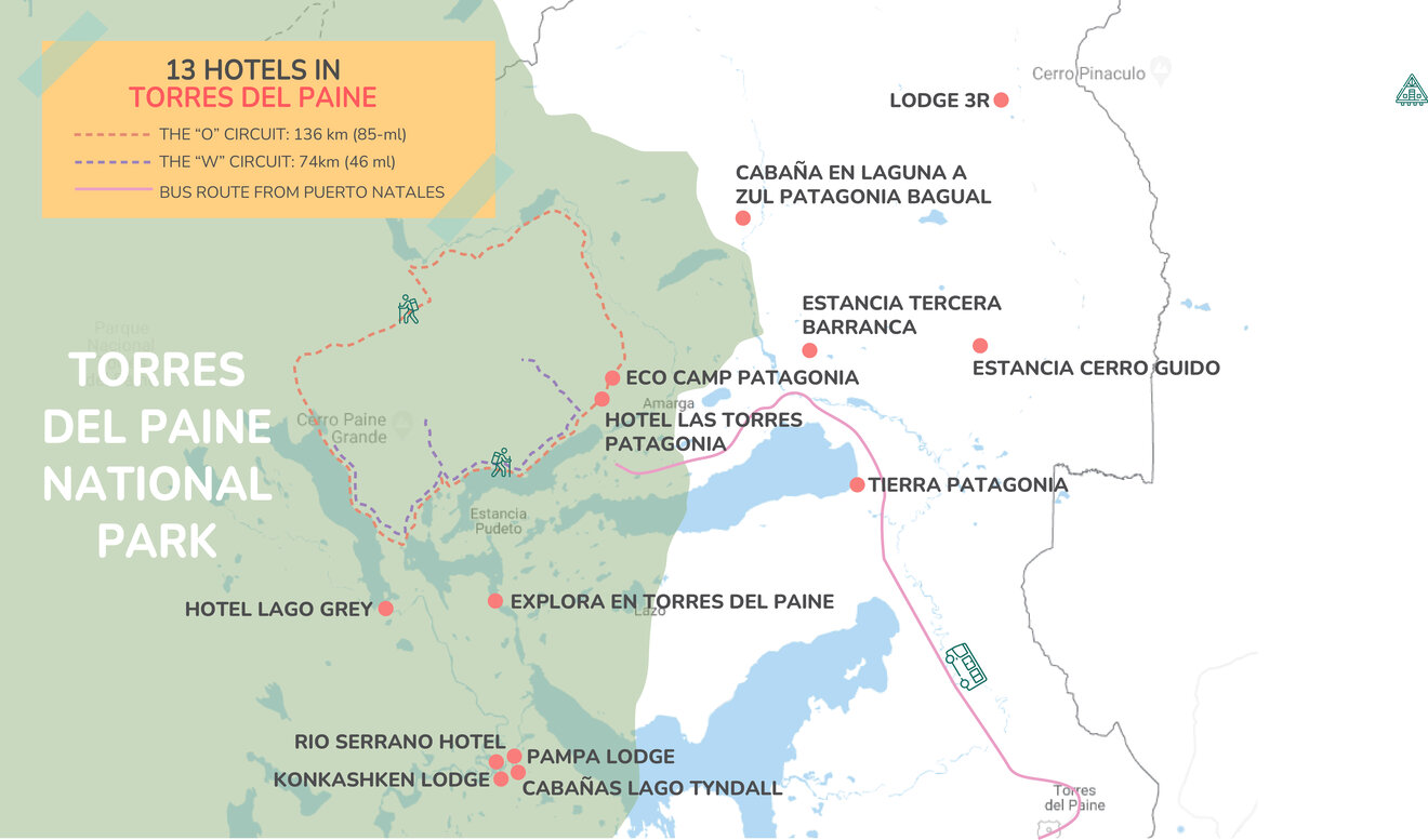 Torres del Paine Hotels MAP