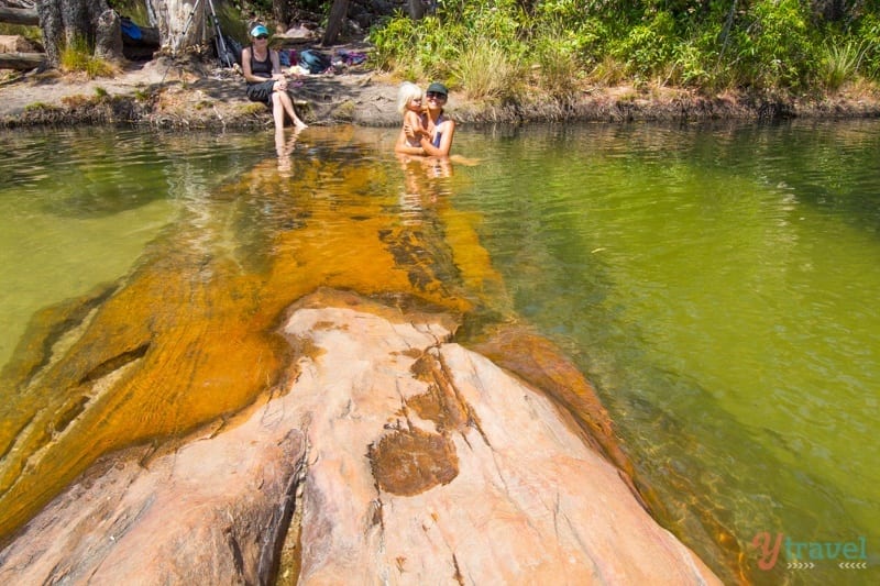 caz and the girls swimming Gunlom Falls - 