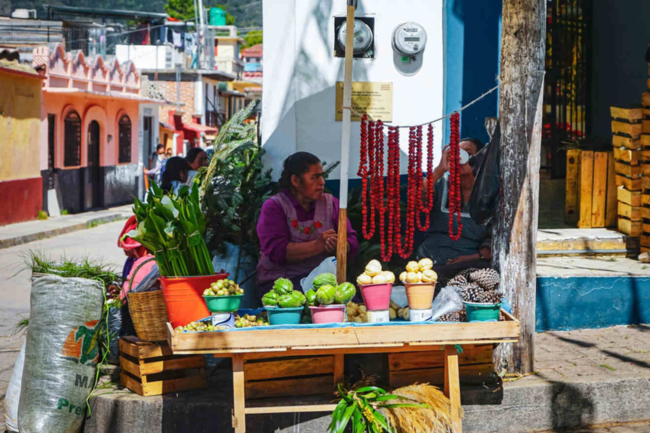 Person selling fruit in a market