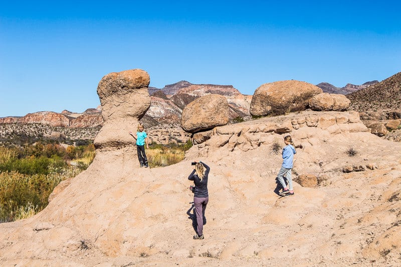 caz and girls on Hoodoos Trail rocks 