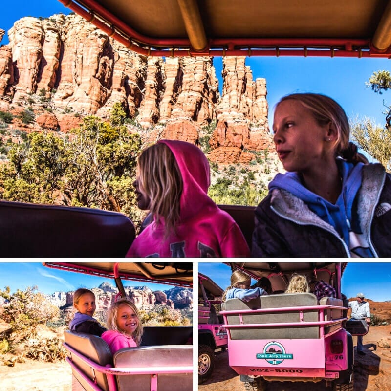 kalyra and savannah sitting in Pink Jeep Tour