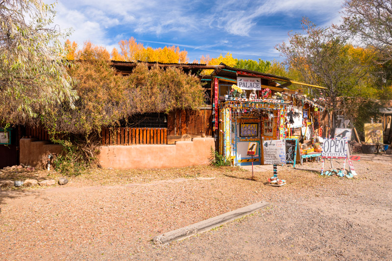 colorful art gallery on canyon road santa fe