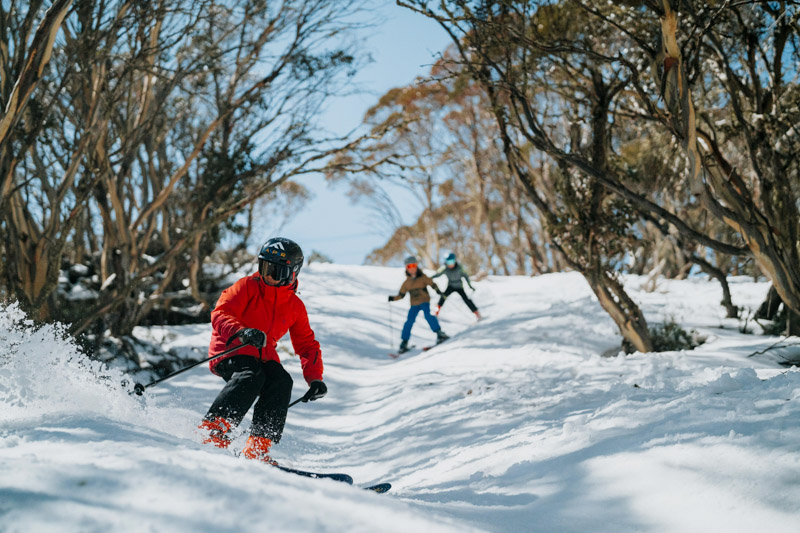 person skiing at falls lake