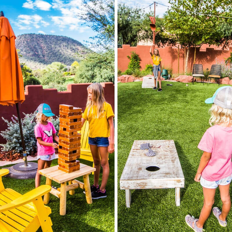 kids playing games in a backyard