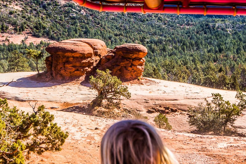 savannah looking at Mushroom Rock, 