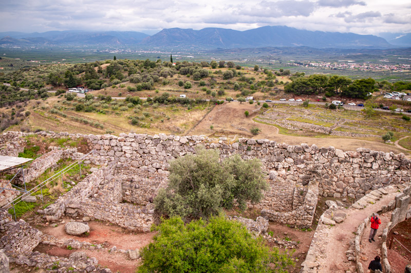 crumbling walls of ancient Mycenae with views