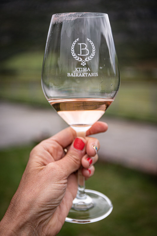 person holding glass of rose