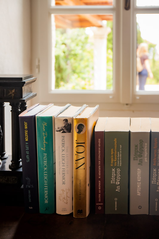 stacks of books on desk