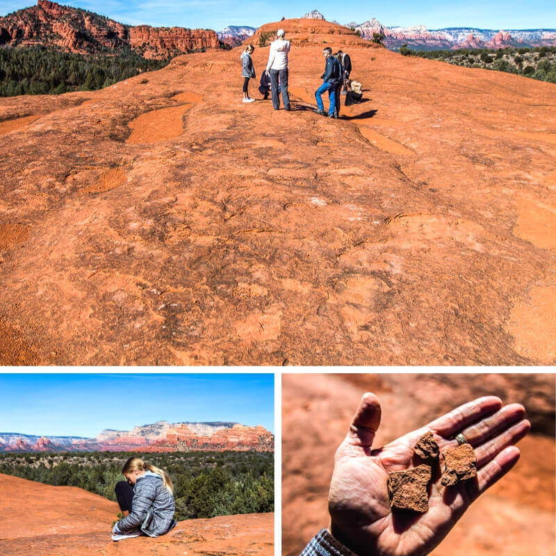 people walking on red rocks