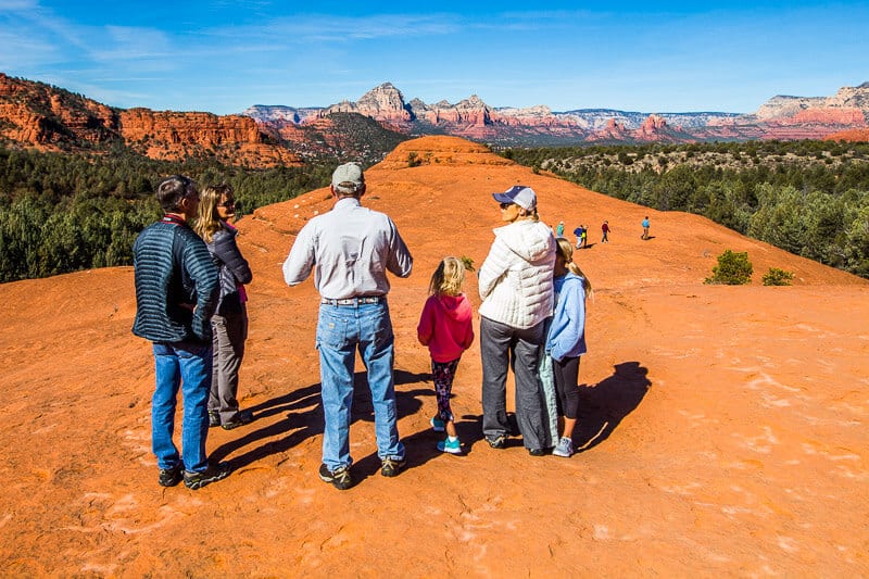 tour group looking at view in sedona 